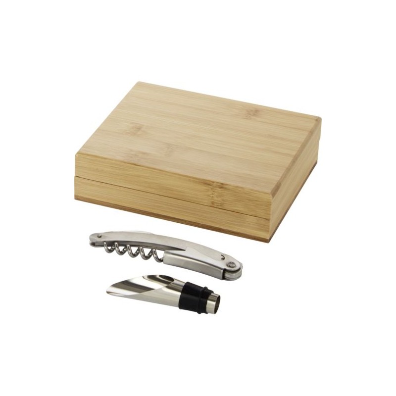 Set vino con scatola in bambu legno - All Gadget